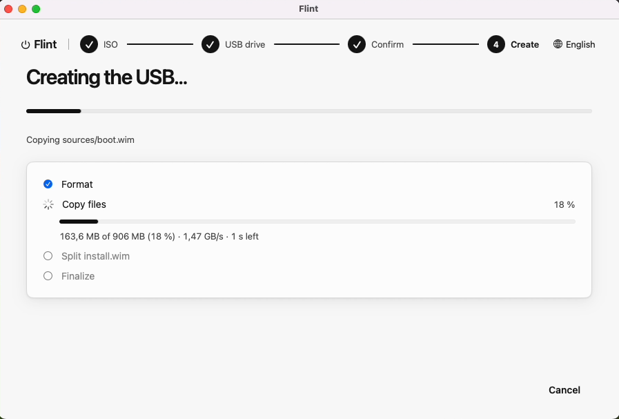 Creating the USB step